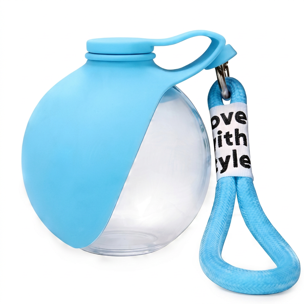 Sphere-Style Dog Travel Bottle with Silicone Bowl