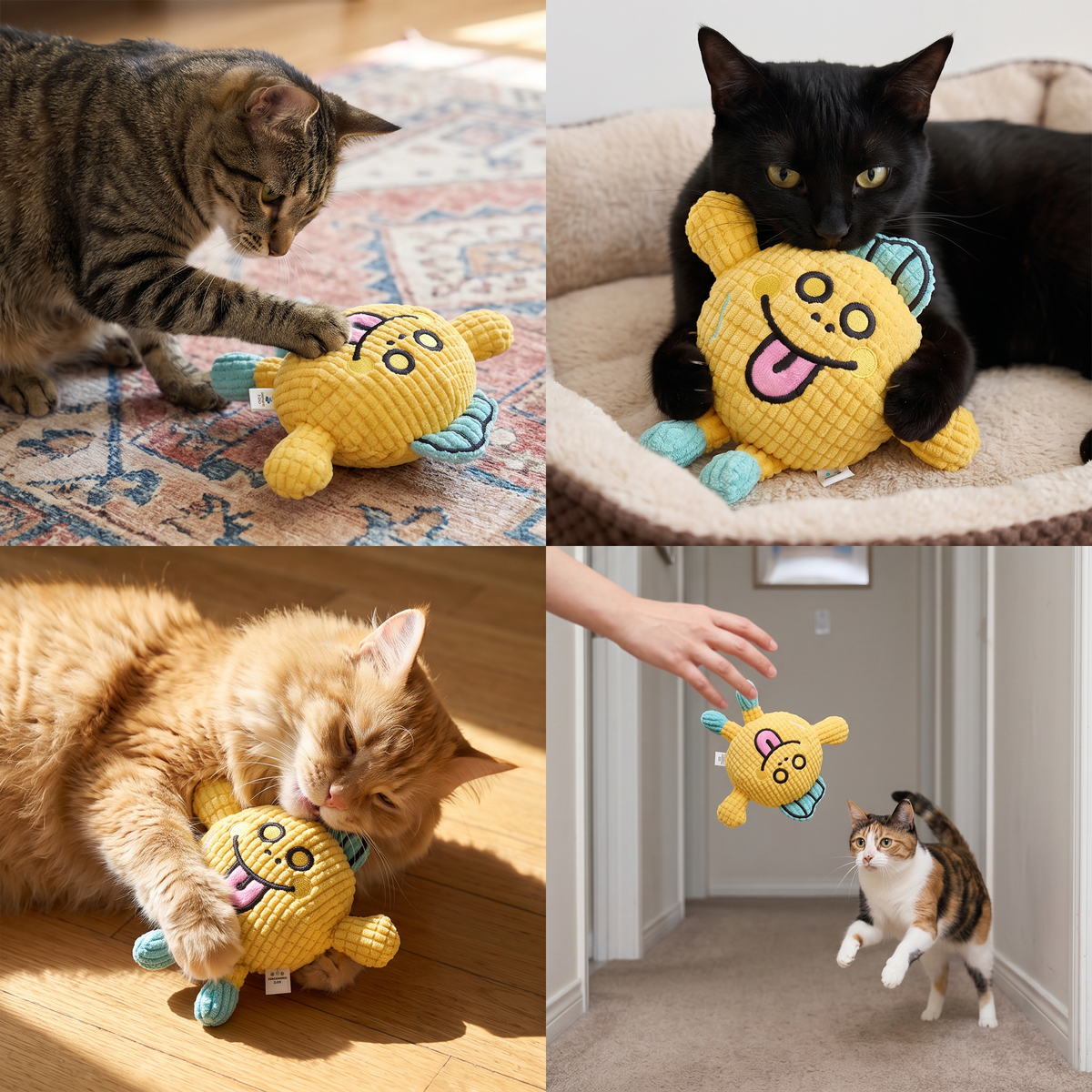 Crinkly Waffle Cat Toy with Catnip Pocket