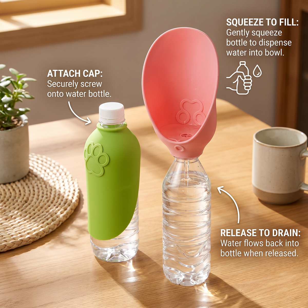 Silicone Bottle-Top Pet Drinking Cap