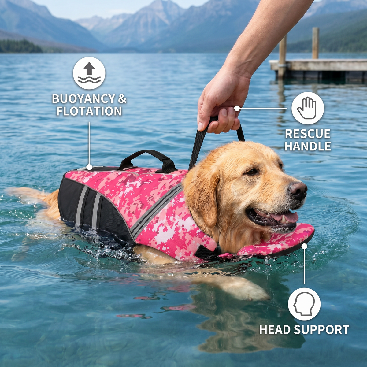 Dog Swim Vest with Lift Handle