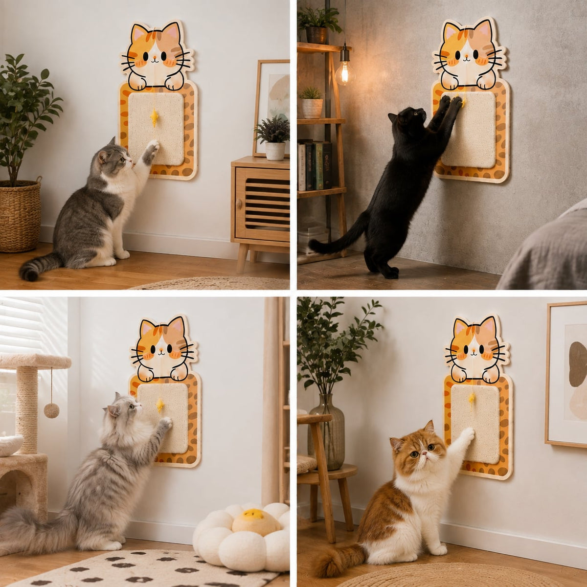 Wall-Mounted Cat Scratch & Play Station