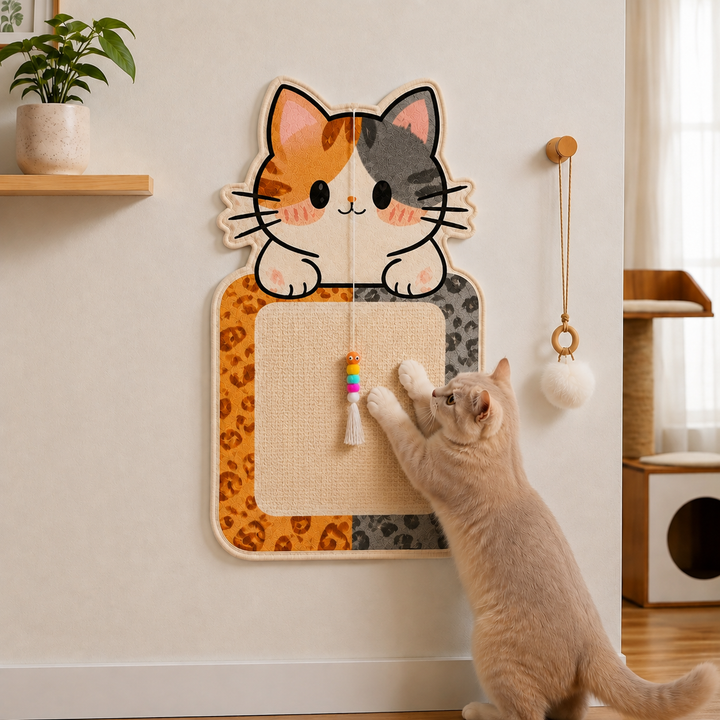 Wall-Mounted Cat Scratch & Play Station