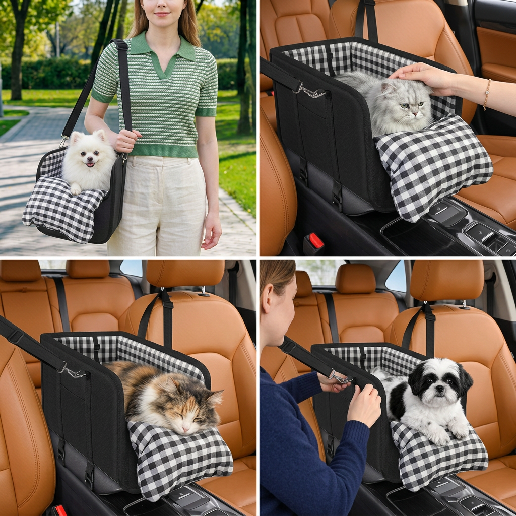 Small Pet Car Carrier with Securing Lead