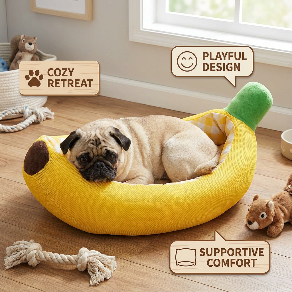 Banana-Shaped Snuggle Bed for Dogs