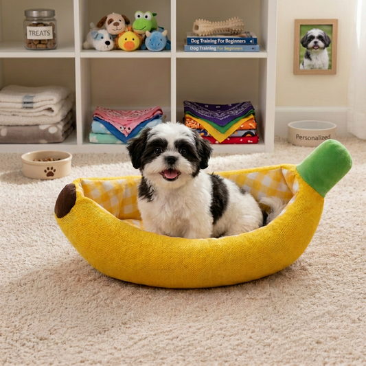 Banana-Shaped Snuggle Bed for Dogs