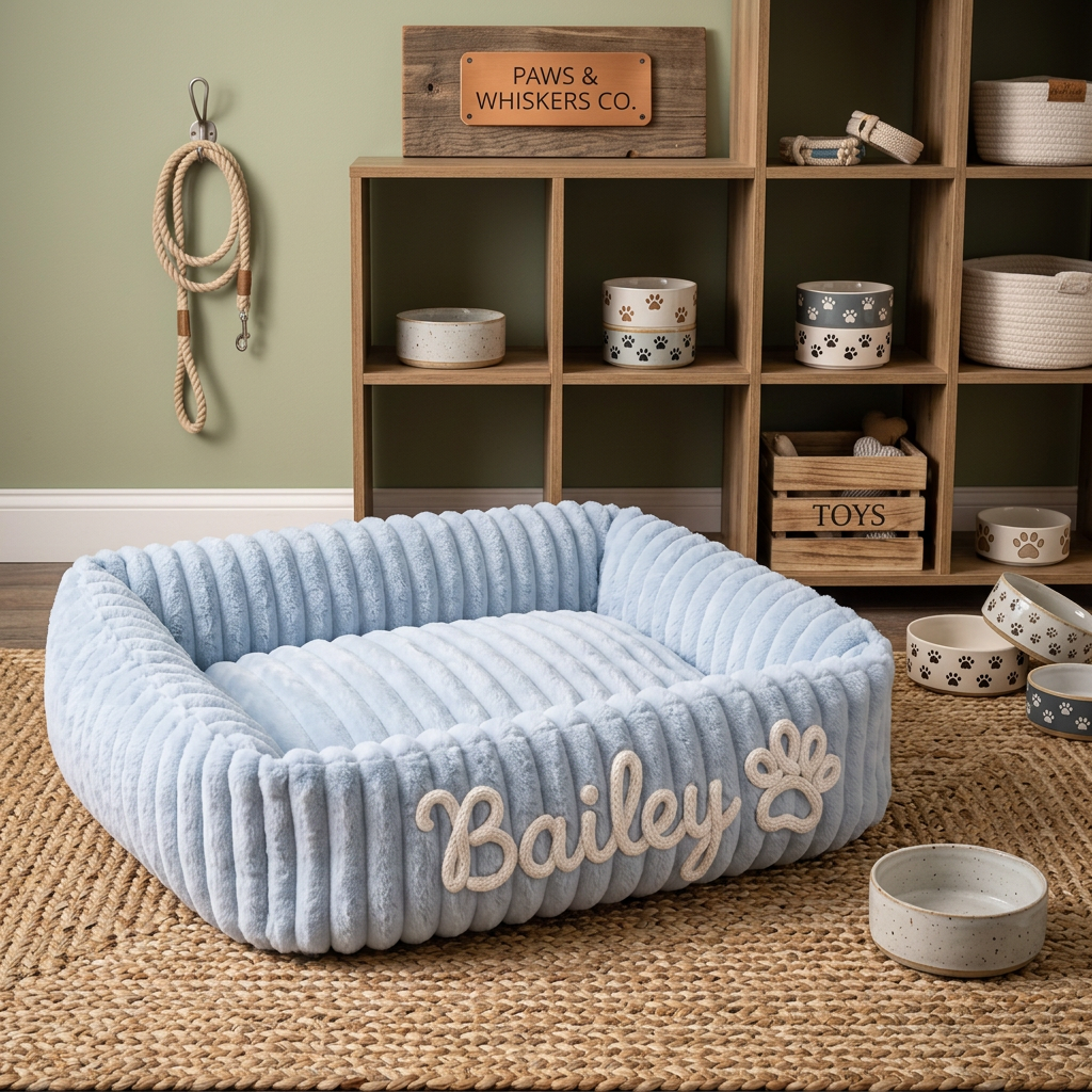 Personalised Cloud-Style Dog Bolster Bed