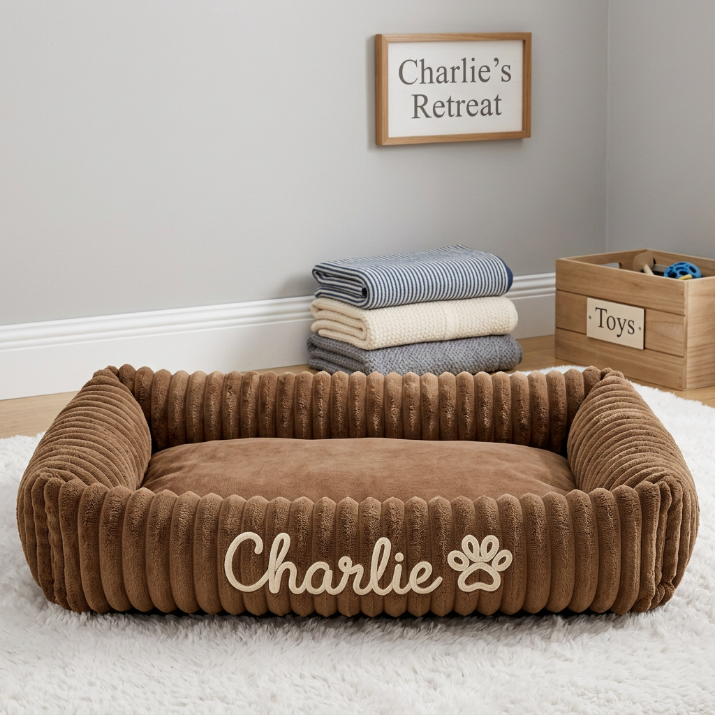 Personalised Cloud-Style Dog Bolster Bed