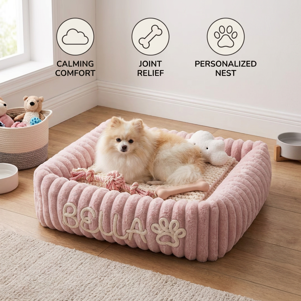 Personalised Cloud-Style Dog Bolster Bed