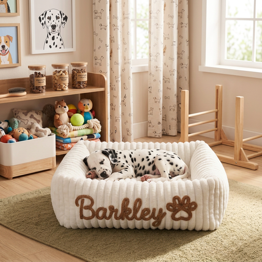 Personalised Cloud-Style Dog Bolster Bed