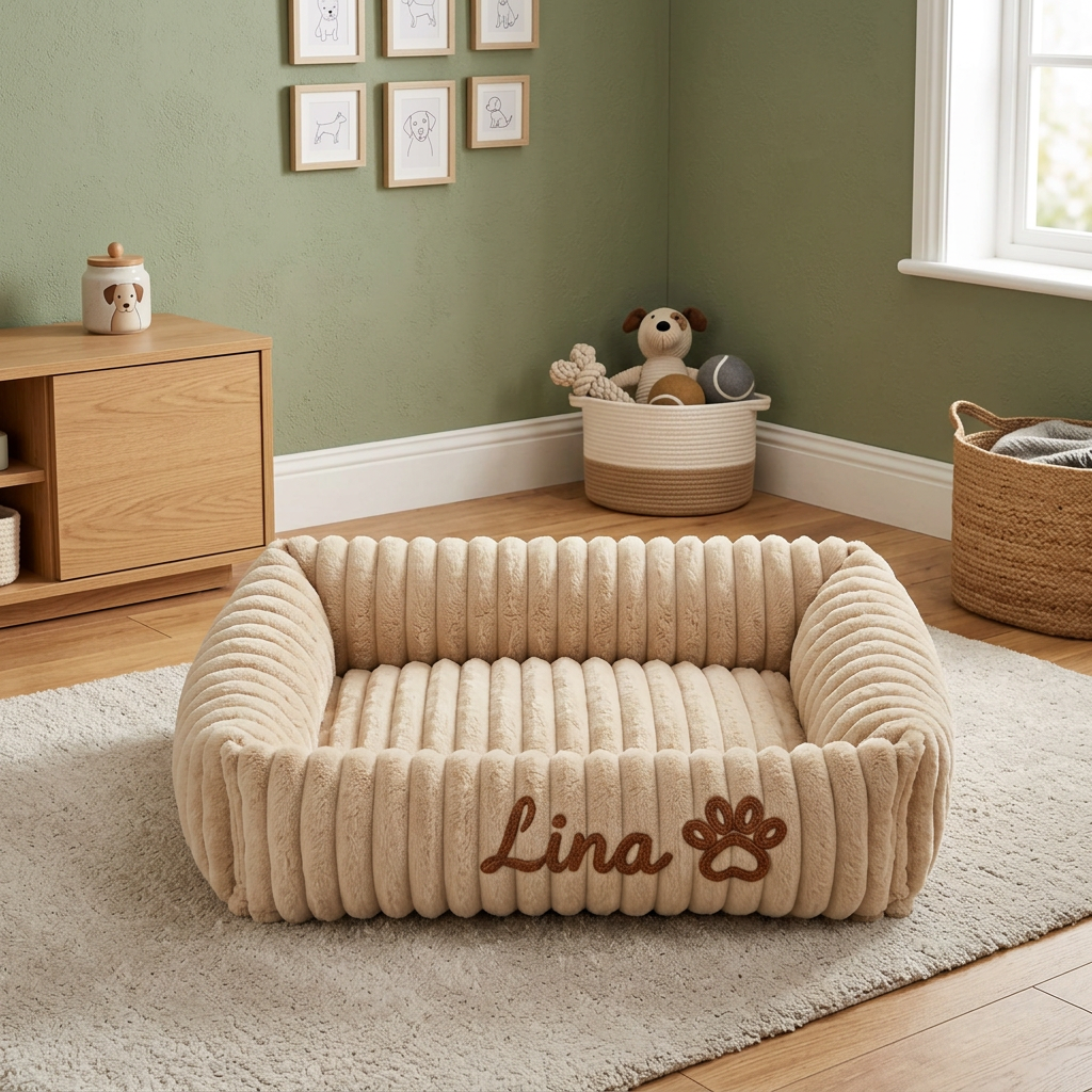 Personalised Cloud-Style Dog Bolster Bed