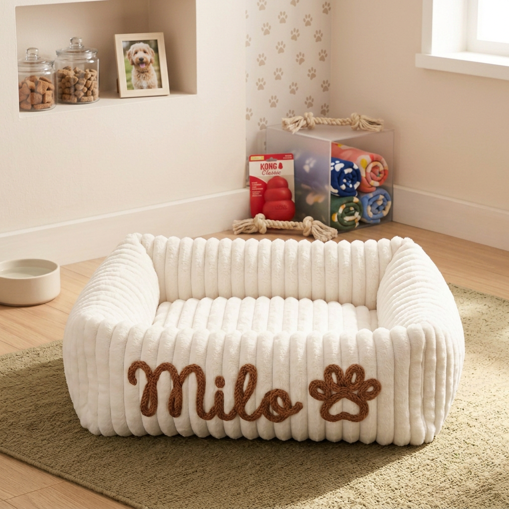 Personalised Cloud-Style Dog Bolster Bed