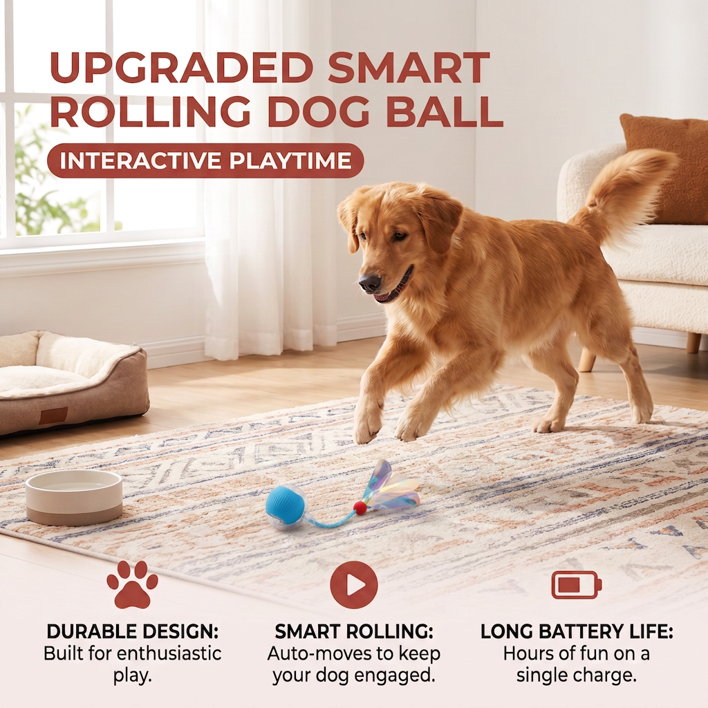 Rolling Dog Activity Ball with Mesh Tail