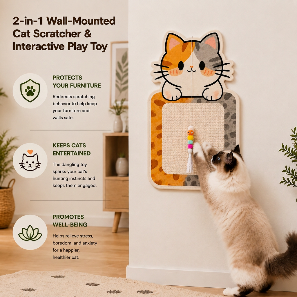 Wall-Mounted Cat Scratch & Play Station