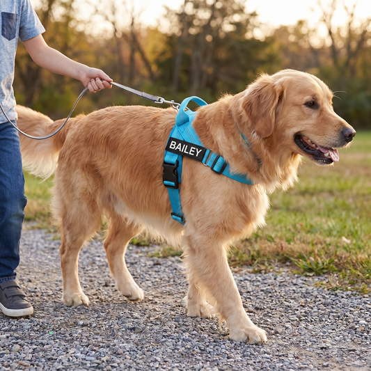 Reflective Dog Harness with Personalised Name Patch