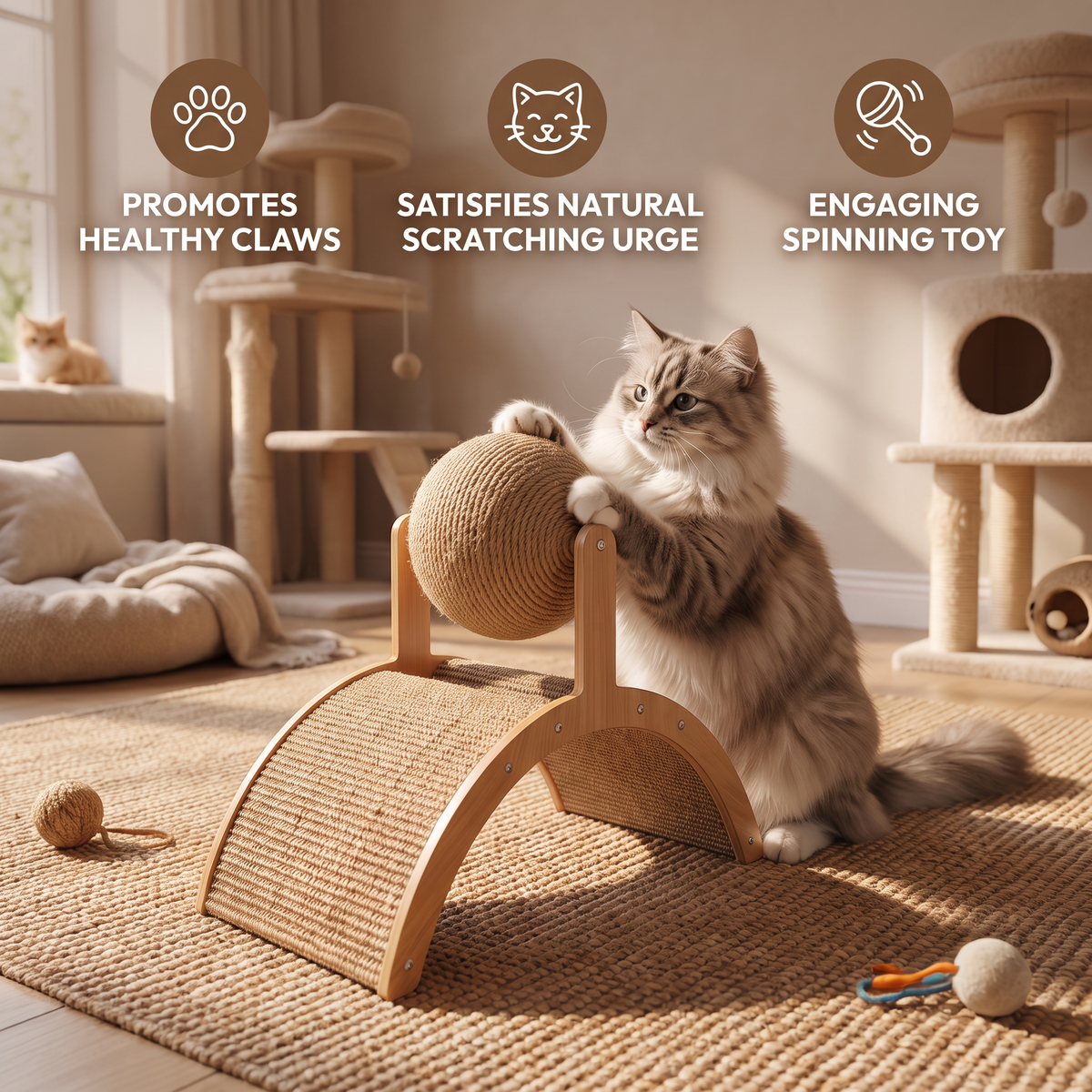 Ferris Wheel Cat Scratcher with Rotating Jute Ball