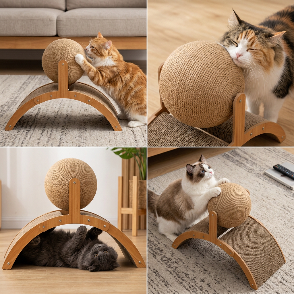 Ferris Wheel Cat Scratcher with Rotating Jute Ball