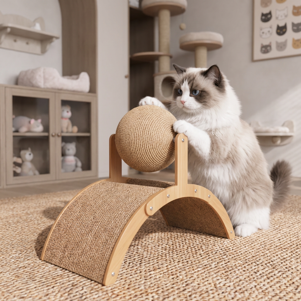 Ferris Wheel Cat Scratcher with Rotating Jute Ball