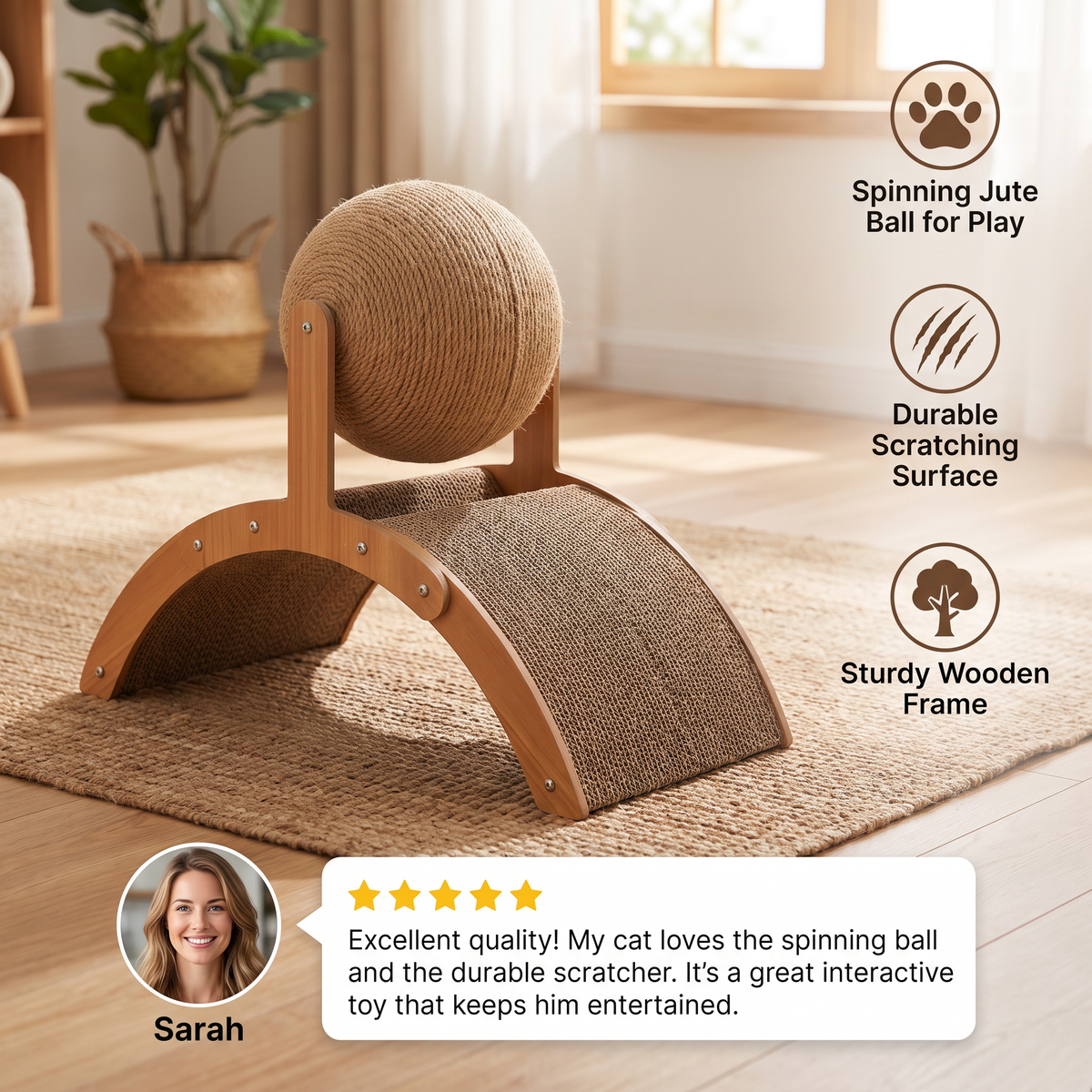 Ferris Wheel Cat Scratcher with Rotating Jute Ball