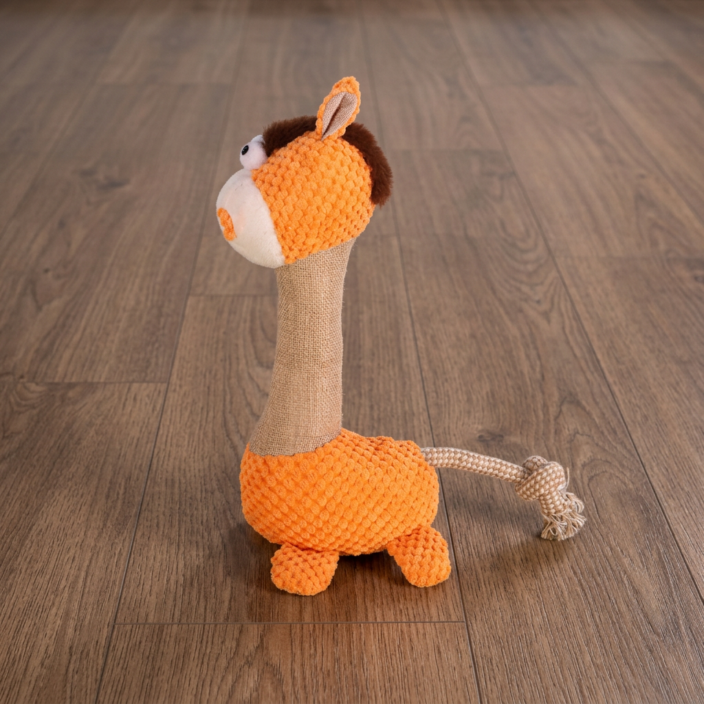 Cotton Rope & Plush Dog Toy with Squeaky Detail