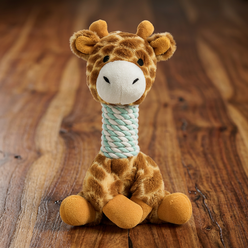 Animal Plush Dog Toy with Rope & Squeaker