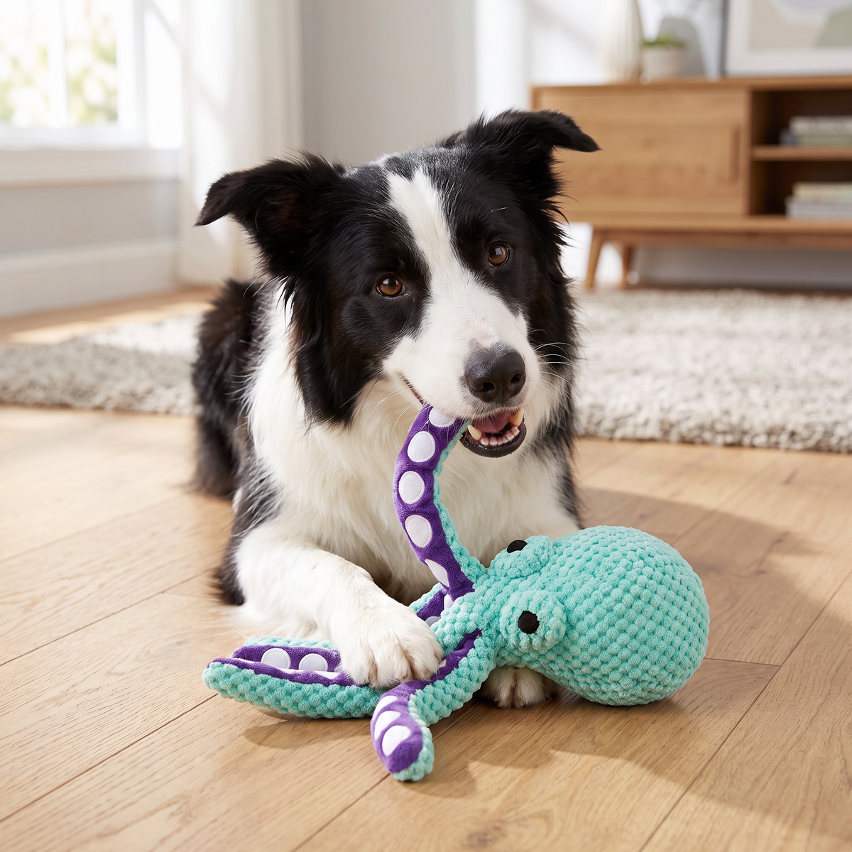 Large Plush Octopus Dog Toy with Squeaker