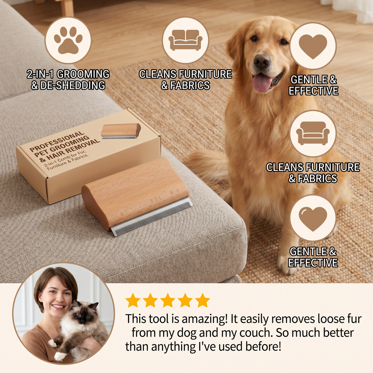 Reusable Pet Fur & Fabric Cleaning Comb