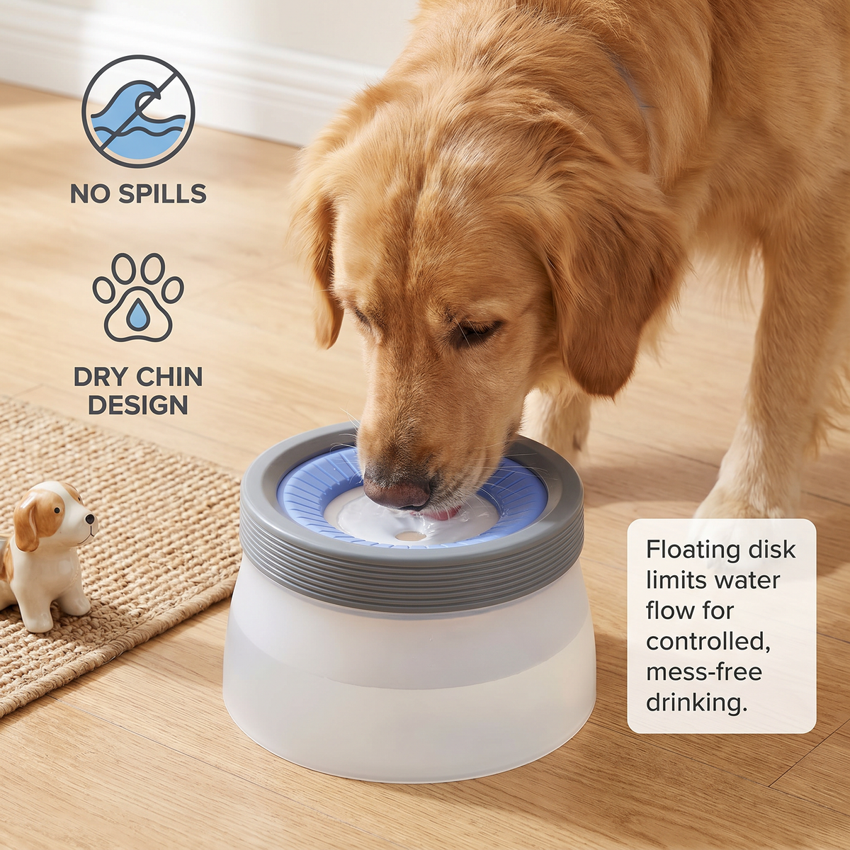 Reduced-Spill Dog Drinking Bowl
