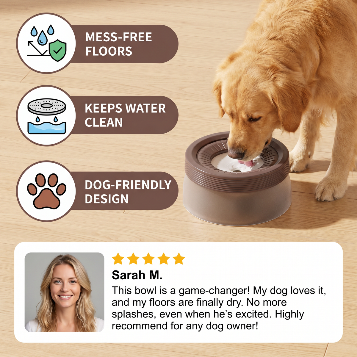 Reduced-Spill Dog Drinking Bowl