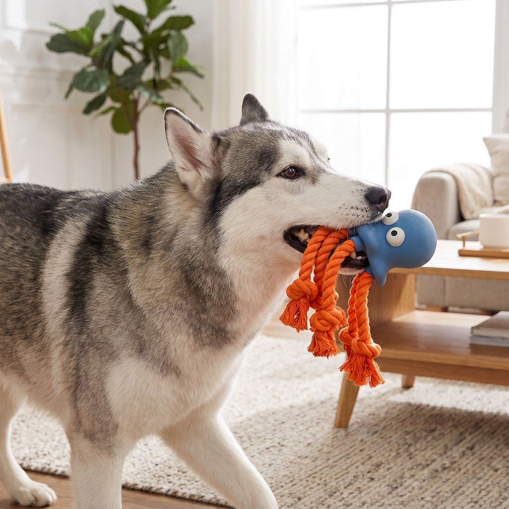 Floating Latex & Rope Dog Play Toy