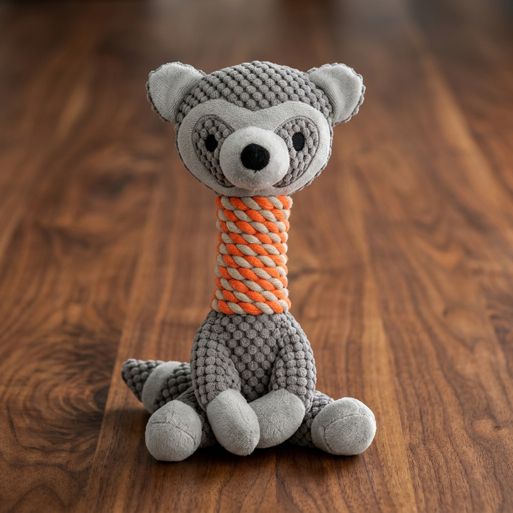 Animal Plush Dog Toy with Rope & Squeaker