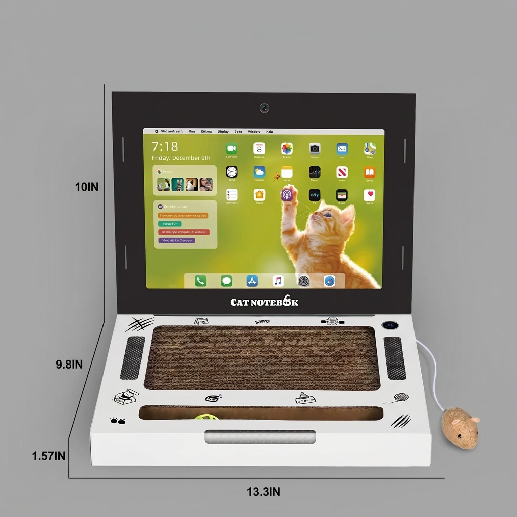 Laptop-Shaped Cardboard Cat Scratcher