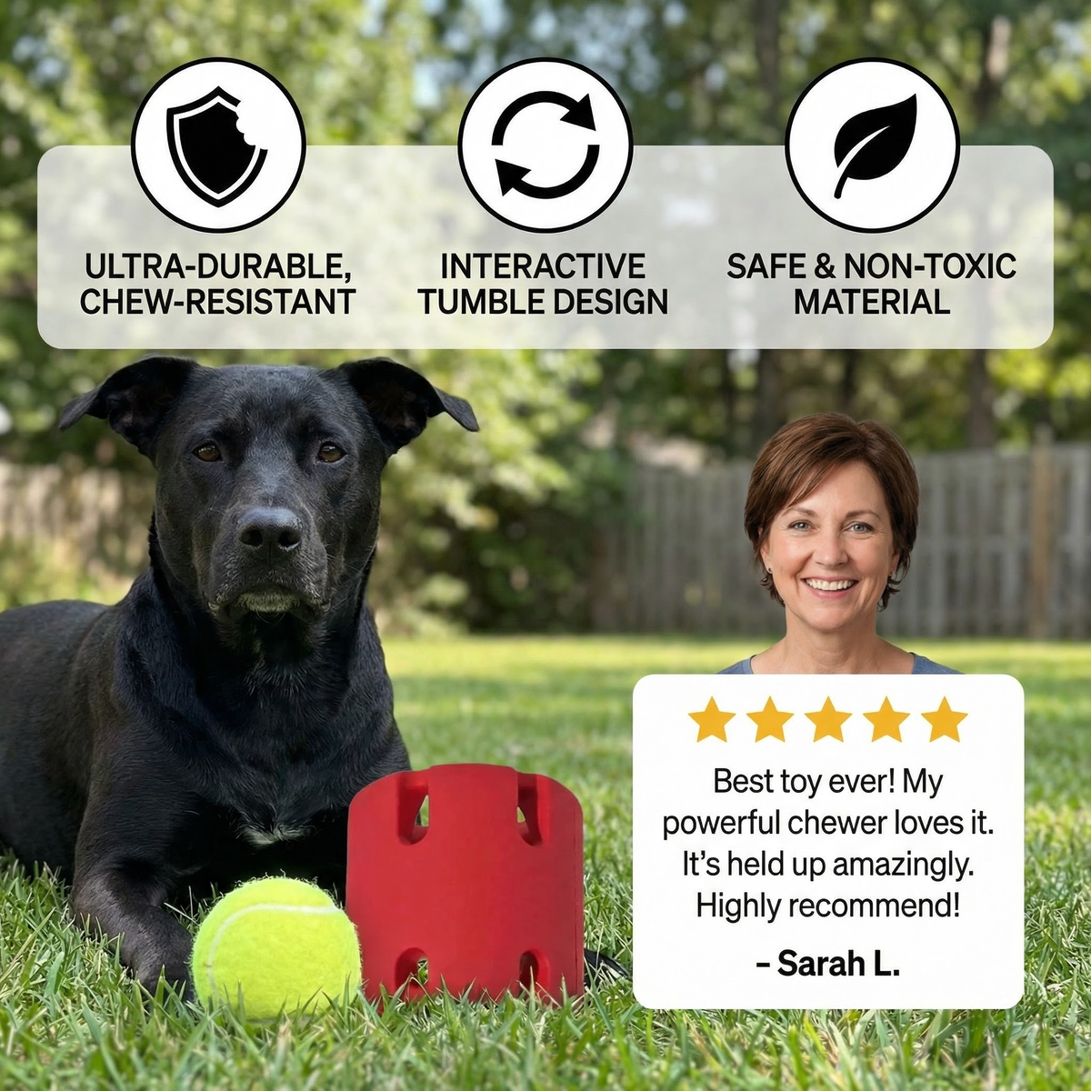 Tumbling Tennis-Style Dog Toy