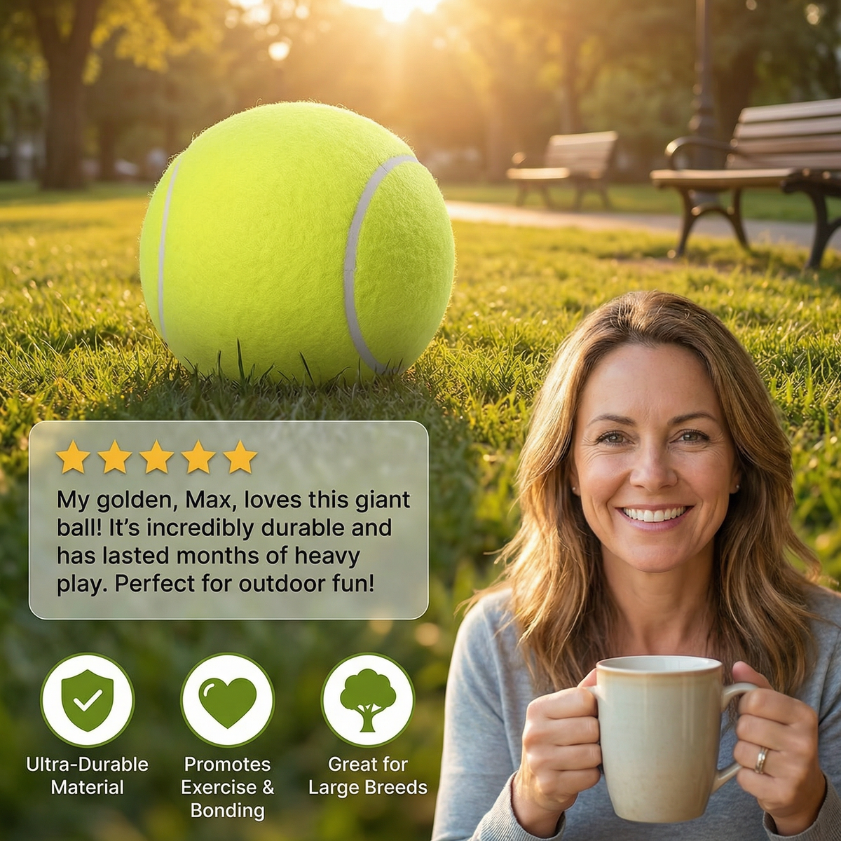 Oversized Tennis-Style Dog Play Ball