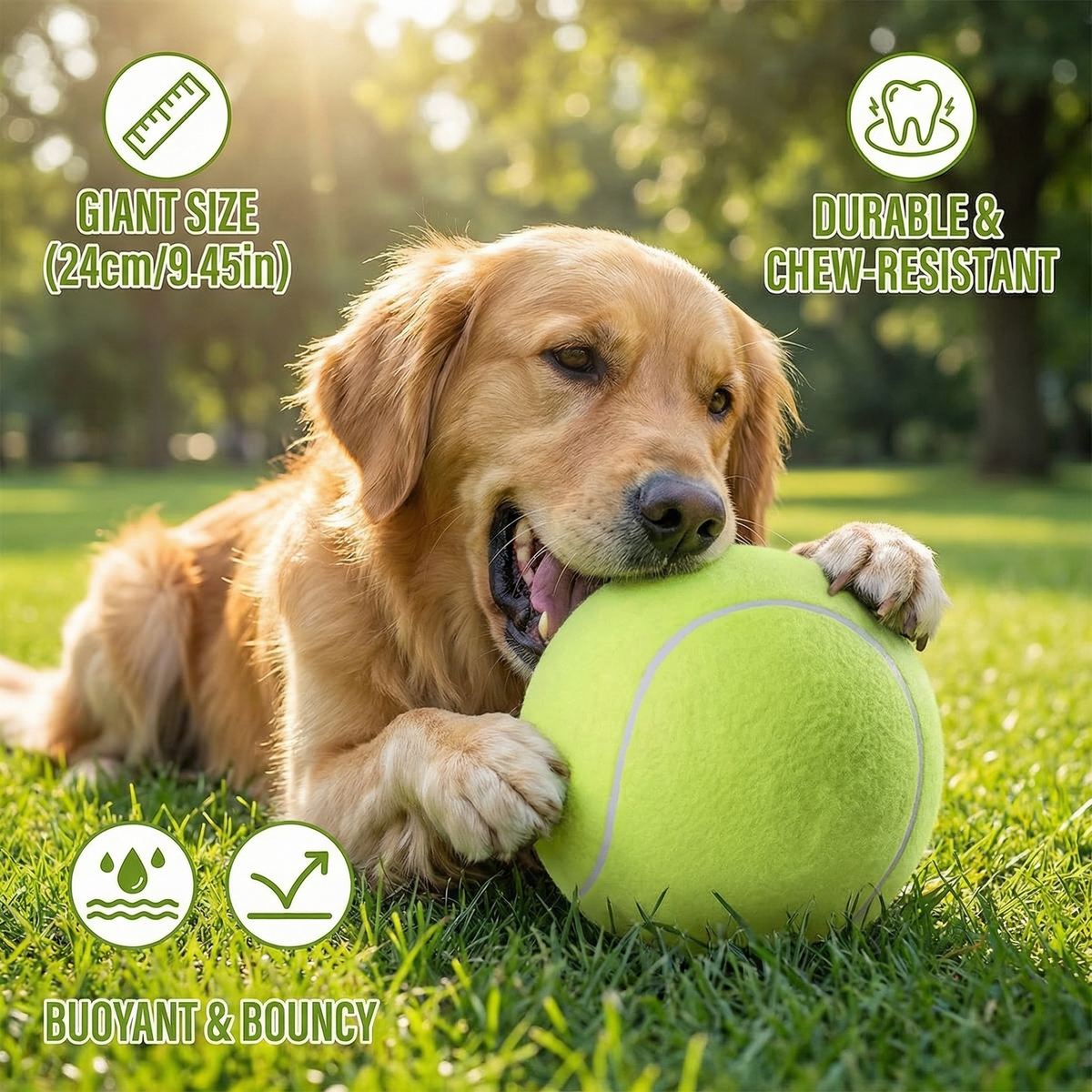 Oversized Tennis-Style Dog Play Ball
