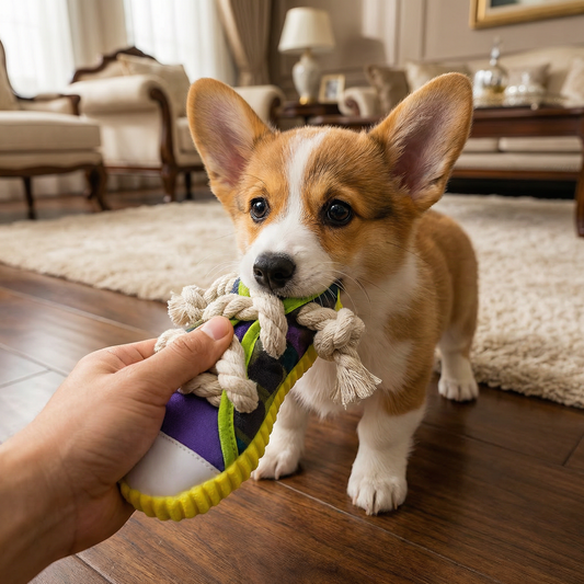 Squeaky Slipper Dog Toy with Cotton Rope