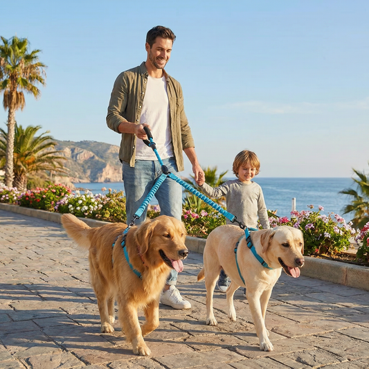 Dual Dog Lead with Bungee Sections & 360° Swivel