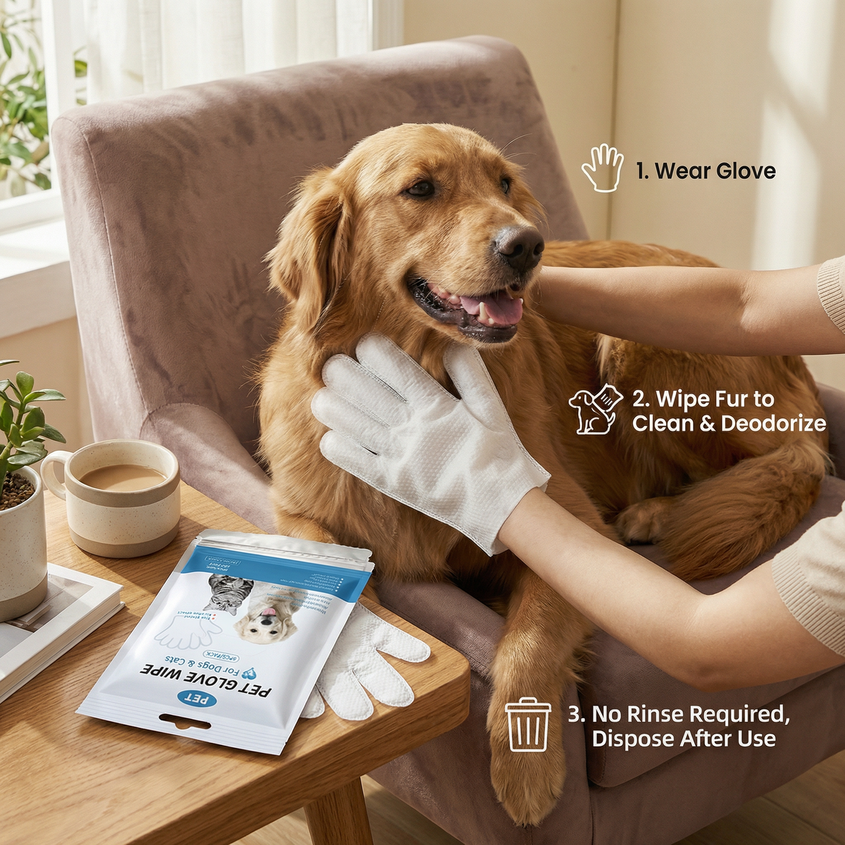 Glove-Style Pet Cleaning Wipes