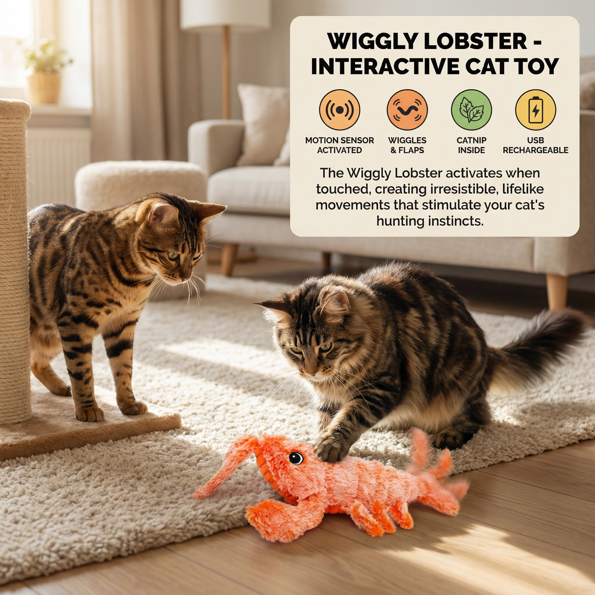 Moving Lobster Cat Activity Toy