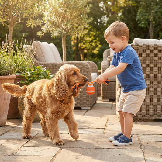 Motion-Sensing Dog Ball with Tug Rope