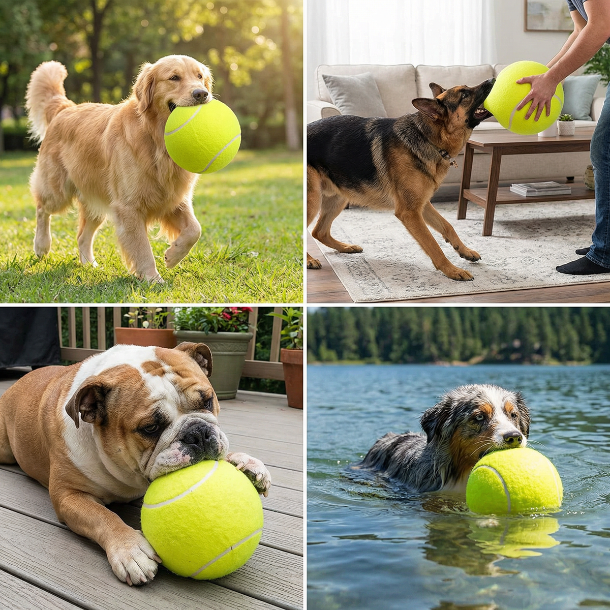 Oversized Tennis-Style Dog Play Ball