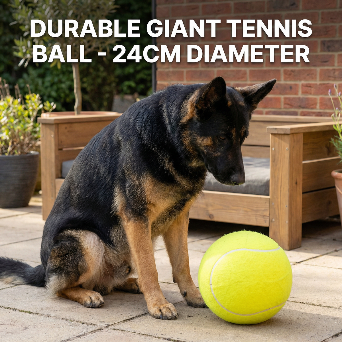 Oversized Tennis-Style Dog Play Ball