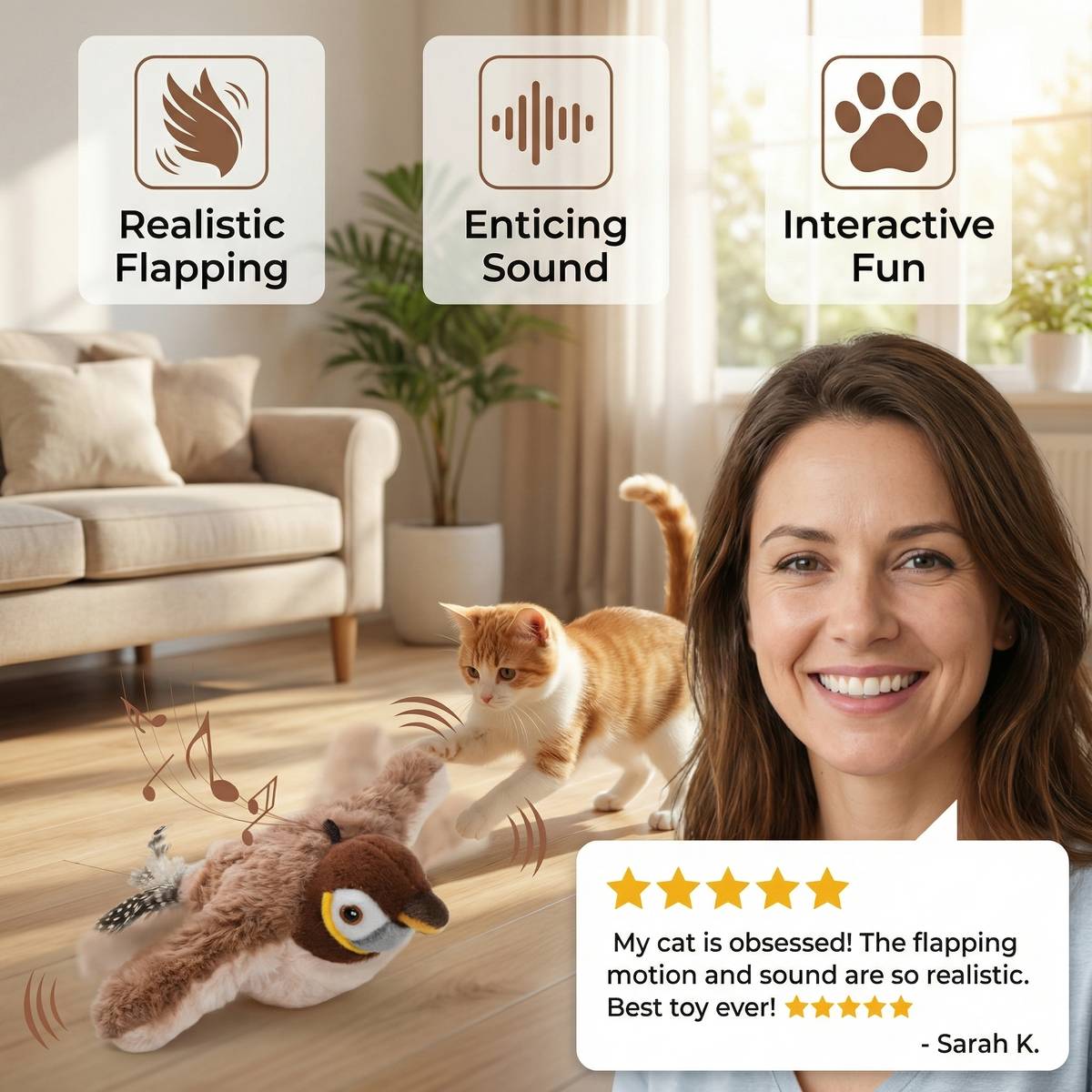 Flapping Bird Activity Toy for Cats