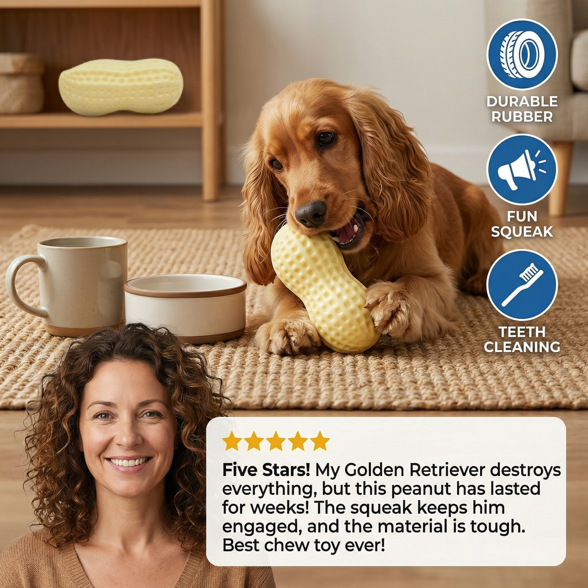 Peanut-Shaped Squeaky Dog Toy