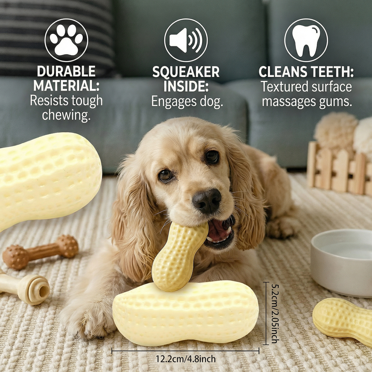 Peanut-Shaped Squeaky Dog Toy