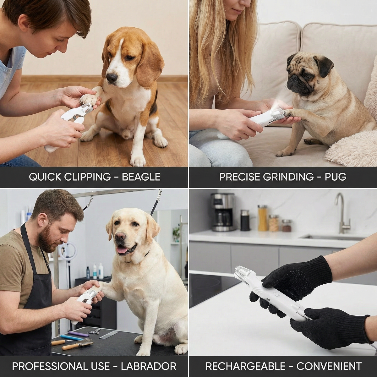 Rechargeable Dog Nail Clippers with Smoothing Grinder