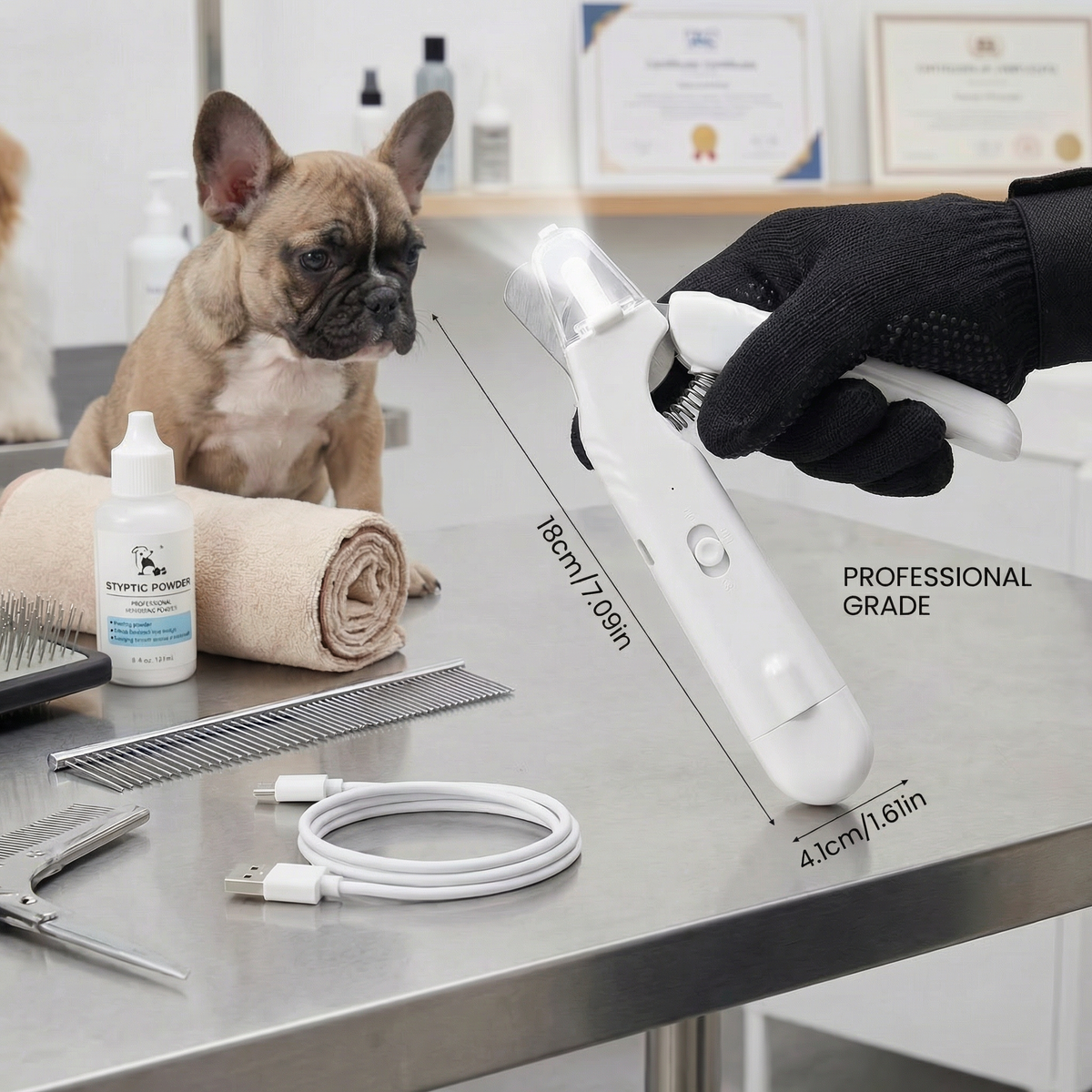 Rechargeable Dog Nail Clippers with Smoothing Grinder