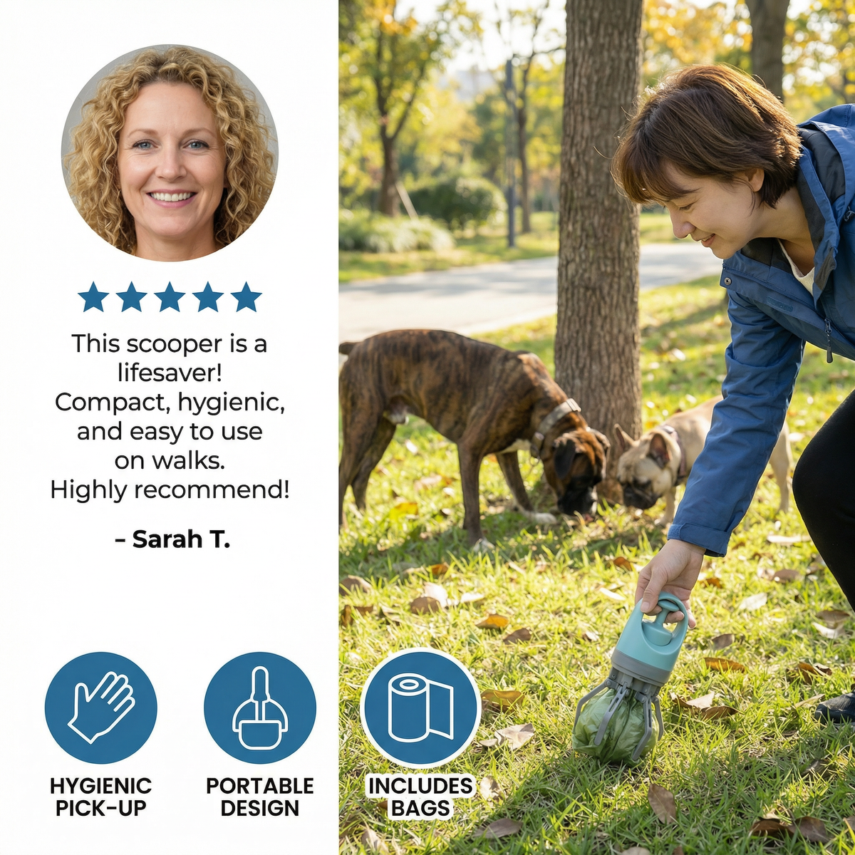 Portable Dog Poo Scoop & Bag Set