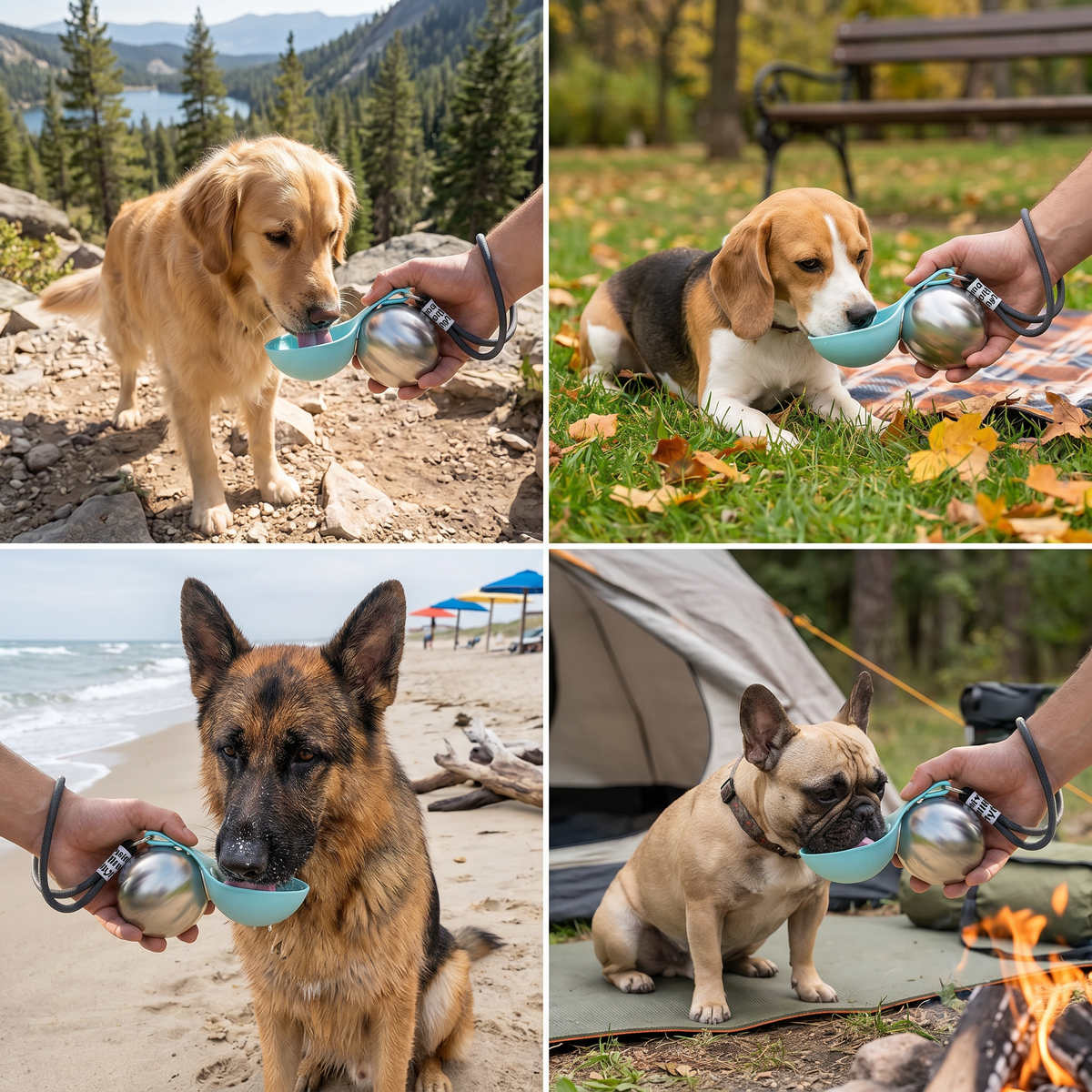 Stainless Steel Dog Travel Bottle with Fold-Out Bowl