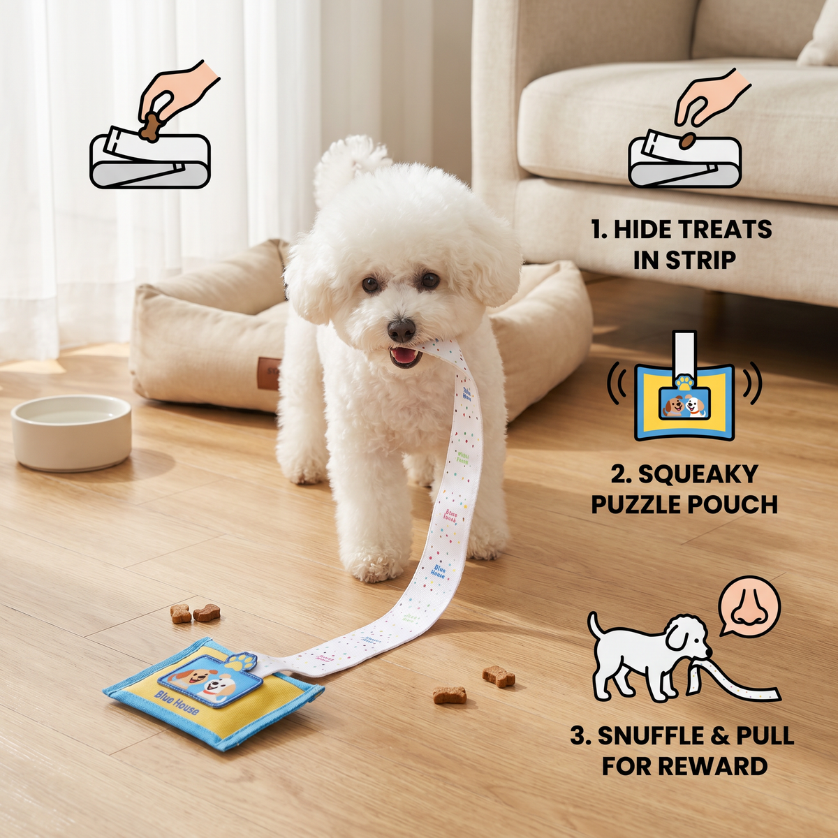 Wet-Wipe Style Dog Snuffle Toy with Treat Pocket